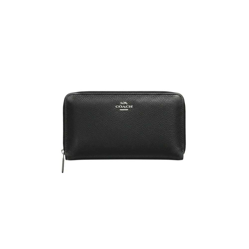 Coach Travel Organizer Wallet Mens OS Black Excellent Leather Zip Around Handle